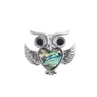 Shell Broche, Zinc Alloy, med Abalone Shell, Owl, sølvfarvet forgyldt, for kvinde & med rhinestone, grøn, nikkel, bly & cadmium fri, 38x43mm, Solgt af PC