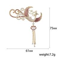 Cubic Zirconia Broche, Messing, med Plastic Pearl, Phoenix, guldfarve belagt, Micro Pave cubic zirconia & for kvinde & emalje, flere farver til valg, nikkel, bly & cadmium fri, 61x75mm, Solgt af PC