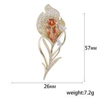 Cubic Zirconia Broche, metal, Tulipán, chapado en color dorado, micro arcilla de zirconia cúbica & para mujer, más colores para la opción, libre de níquel, plomo & cadmio, 26x57mm, Vendido por UD