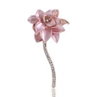 Glazuur broche, Zinc Alloy, Lotus, gold plated, voor vrouw & met strass, meer kleuren voor de keuze, nikkel, lood en cadmium vrij, 28x53mm, Verkocht door PC