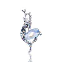 Crystal broche, Zinc Alloy, met Kristal, Hert, silver plated, voor vrouw & met strass, meer kleuren voor de keuze, nikkel, lood en cadmium vrij, 24x50mm, Verkocht door PC