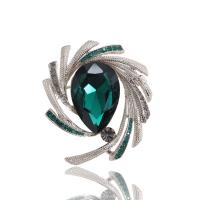 krystal Broche, Zinc Alloy, med Krystal, guldfarve belagt, for kvinde & med rhinestone, flere farver til valg, nikkel, bly & cadmium fri, 46x53mm, Solgt af PC