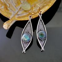 Gemstone Oorbellen, Zinc Alloy, met Labradoriet, plated, mode sieraden & voor vrouw, nikkel, lood en cadmium vrij, 11.50x50mm, Verkocht door pair