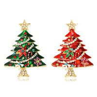 Broches de Navidad, aleación de zinc, Árbol de Navidad, para mujer & esmalte & con diamantes de imitación, más colores para la opción, libre de níquel, plomo & cadmio, 47x62mm, Vendido por UD