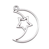 Zinc alliage Moon pendentifs, alliage de zinc, Lune et Etoile, Placage, Vintage & DIY & creux, plus de couleurs à choisir, protéger l'environnement, sans nickel, plomb et cadmium, 25x37mm, Vendu par PC