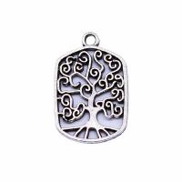 Pendentifs creux en alliage de zinc, rectangle, Plaqué de couleur d'argent, Vintage & DIY, protéger l'environnement, sans nickel, plomb et cadmium, 15x22mm, Vendu par PC