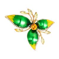 Enamel Brooch Zinc Alloy for woman & with rhinestone nickel lead & cadmium free Sold By PC