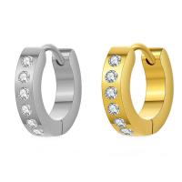 Huggie Hoepel Oorbel, 304 roestvrij staal, mode sieraden & micro pave zirconia & voor vrouw, meer kleuren voor de keuze, 14*3mm,9mm, Verkocht door PC