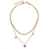 Mode Multi laag ketting, 304 roestvrij staal, met Kristal, met 1.97inch extender keten, Hart, Dubbele laag & mode sieraden & voor vrouw, meer kleuren voor de keuze, Lengte Ca 15.75 inch, Ca 17.2 inch, Verkocht door PC