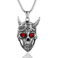 Titanium Steel Pendants Skull polished DIY & for man & with rhinestone & blacken original color Sold By PC