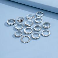 Zinc Alloy Ring Set silver color plated 14 pieces & fashion jewelry & for woman nickel lead & cadmium free Sold By Set