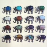 Mode broche smykker, Ædelsten, med Zinc Alloy, Elephant, sølvfarvet forgyldt, Unisex & kan bruges som broche eller vedhæng, flere farver til valg, 44x37mm, Solgt af PC