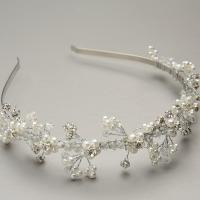 Zinc Alloy Hair Band, med Krystal & Plastic Pearl, for børn & med rhinestone, nikkel, bly & cadmium fri, 130x30mm, Solgt af PC