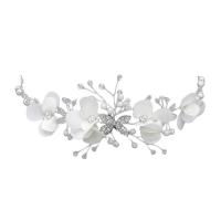 alliage de zinc Bandeau, avec tissu & cristal & perle de plastique, pour les enfants & avec strass, blanc, protéger l'environnement, sans nickel, plomb et cadmium, 280mm, Vendu par PC