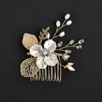 Decorative Hair Combs Zinc Alloy with Crystal & Plastic Pearl fashion jewelry & for woman nickel lead & cadmium free Sold By PC