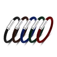 PU cavo bracciali, with 316L acciaio inox, lunghezza differente per scelta & unisex, nessuno, 6mm, Venduto da PC