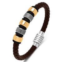 PU cavo bracciali, with 316L acciaio inox, lunghezza differente per scelta & unisex, nessuno, 6mm, Venduto da PC