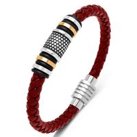 PU Cord Armbånd, med 316L Stainless Steel, forskellige længde for valg & Unisex, flere farver til valg, 6mm, Solgt af PC