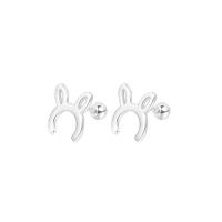 Sterling Silver Jewelry orecchino, 925 sterline d'argento, Coniglio, per la donna & cavo, 7.80x9.20mm, Venduto da coppia