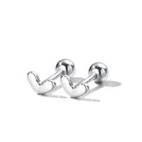 Sterling Silver Jewelry orecchino, 925 sterline d'argento, Cuore, Stile coreano & per la donna, argento, 2.90x4.90mm, Venduto da coppia