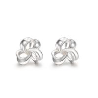 925 Sterling Silver Stud Earrings Flower Korean style & for woman silver color Sold By Pair