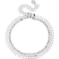 Bracelet de cheville en alliage de zinc, avec 1.97inch chaînes de rallonge, Placage de couleur argentée, Double couche & bijoux de mode & pour femme & avec strass, protéger l'environnement, sans nickel, plomb et cadmium, Longueur Environ 7.87 pouce, Vendu par PC