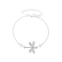 Sinc Alloy Anklet, le Pearl Plaisteacha, dath airgid plated, jewelry faisin & do bhean, nicil, luaidhe & caidmiam saor in aisce, Fad Thart 9.45 Inse, Díolta De réir PC