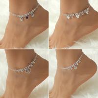 Mosiądz anklet, ze Perła plastikowa, biżuteria moda & różne style do wyboru & mikro utorować cyrkonia & dla kobiety, srebro, bez zawartości niklu, ołowiu i kadmu, długość około 8.86 cal, sprzedane przez PC