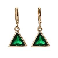 Zircon cubique ( CZ ) Boucles d'oreilles pendantes, laiton, avec zircon cubique, triangle, Placage de couleur d'or, pour femme, plus de couleurs à choisir, protéger l'environnement, sans nickel, plomb et cadmium, 12x26mm, Vendu par paire