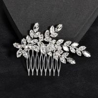 Decorative Hair Combs Zinc Alloy with Glass Rhinestone fashion jewelry & for woman silver color nickel lead & cadmium free Sold By PC