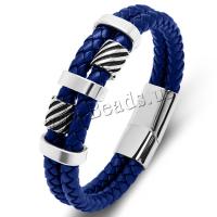 PU cavo bracciali, with 316L acciaio inox, Doppio strato & lunghezza differente per scelta & per l'uomo, nessuno, 12x6mm, Venduto da PC