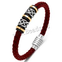 PU Cord Karkötők, -val 316L rozsdamentes acél, különböző hosszúságú választás & az ember, több színt a választás, 6mm, Által értékesített PC