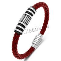 PU Leather Cord Bracelets with 316L Stainless Steel & for man 6mm Sold By PC