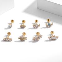 Stainless Steel Ear Piercing Jewelry Titanium plated 8 pieces & micro pave cubic zirconia & for woman Sold By Set