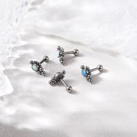 316 Stainless Steel Stud Earring Set, med opal, 12 stk. & for kvinde, blandede farver, about:3x1.2x6mm, Solgt af sæt