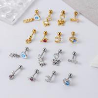 laiton Stud Set, avec Acier inoxydable 316, Placage, 8 pièces & pavé de micro zircon & pour femme, plus de couleurs à choisir, protéger l'environnement, sans nickel, plomb et cadmium, about:4x1.2x6mm, Vendu par fixé