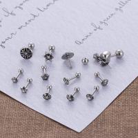 316 Stainless Steel Stud Earring random style & Unisex & blacken original color x Sold By PC