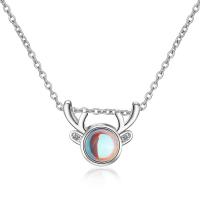 Messing Halskette, mit Opal, mit Verlängerungskettchen von 3.5cm, Geweihe, Platinfarbe platiniert, Modeschmuck & für Frau, Platin Farbe, frei von Nickel, Blei & Kadmium, 12mm, Länge 40 cm, verkauft von PC