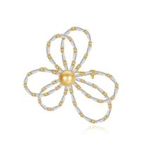 Cubic Zirconia Broche, metal, con Shell Pearl, Lazo, chapado, micro arcilla de zirconia cúbica & para mujer, más colores para la opción, libre de níquel, plomo & cadmio, 57x62mm, Vendido por UD