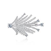 Cubic Zirconia Broche, metal, chapado en color de platina, micro arcilla de zirconia cúbica & para mujer, libre de níquel, plomo & cadmio, 51.10x34.50mm, Vendido por UD