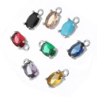 Pendenti di ottone di Cubic Zirconia (CZ), placcato color argento, gioielli di moda & DIY & con zirconi cubici, nessuno, 5x9x3.50mm, Foro:Appross. 1mm, Venduto da PC