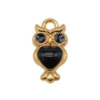 Zinc Alloy émail Pendants, alliage de zinc, hibou, Placage de couleur d'or, Vintage & DIY, noire, protéger l'environnement, sans nickel, plomb et cadmium, 9x17mm, Vendu par PC