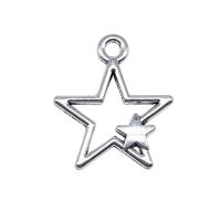 Colgante estrella de la aleación del cinc, aleación de zinc, chapado en color de plata antigua, Vintage & Bricolaje & hueco, libre de níquel, plomo & cadmio, 26x22mm, Vendido por UD