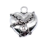 Pendentifs coeur en alliage de zinc, Plaqué de couleur d'argent, Vintage & DIY, protéger l'environnement, sans nickel, plomb et cadmium, 27x24mm, Vendu par PC