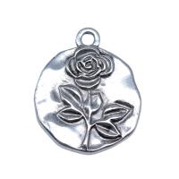 Zinc Alloy Flower Pendants antique silver color plated vintage & DIY nickel lead & cadmium free Sold By PC