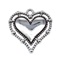 Pendentifs coeur en alliage de zinc, Plaqué de couleur d'argent, Vintage & DIY, protéger l'environnement, sans nickel, plomb et cadmium, 20x20mm, Vendu par PC