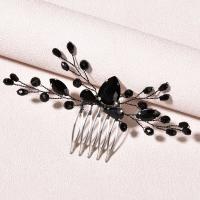 Bridal Decorative Hair Comb Zinc Alloy with Crystal fashion jewelry & for woman black nickel lead & cadmium free Sold By PC