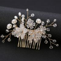 Bridal capelli decorativo Comb, lega in zinco, with cristallo & perla in plastica, gioielli di moda & per la donna, nessuno, assenza di nichel,piombo&cadmio, 120x70mm, 2PC/lotto, Venduto da lotto