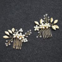 Bridal capelli decorativo Comb, lega in zinco, with cristallo & perla in plastica, 2 pezzi & per la donna & con strass, nessuno, assenza di nichel,piombo&cadmio, 90x70mm, Venduto da set