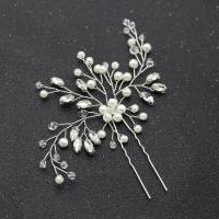 Hair Stick Zinc Alloy with Plastic Pearl fashion jewelry & for woman & with rhinestone nickel lead & cadmium free Sold By PC